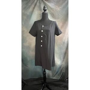 Chalet et‎ Ceci Jennie Dress Size Medium Black Nylon Mother of Pearl Buttons